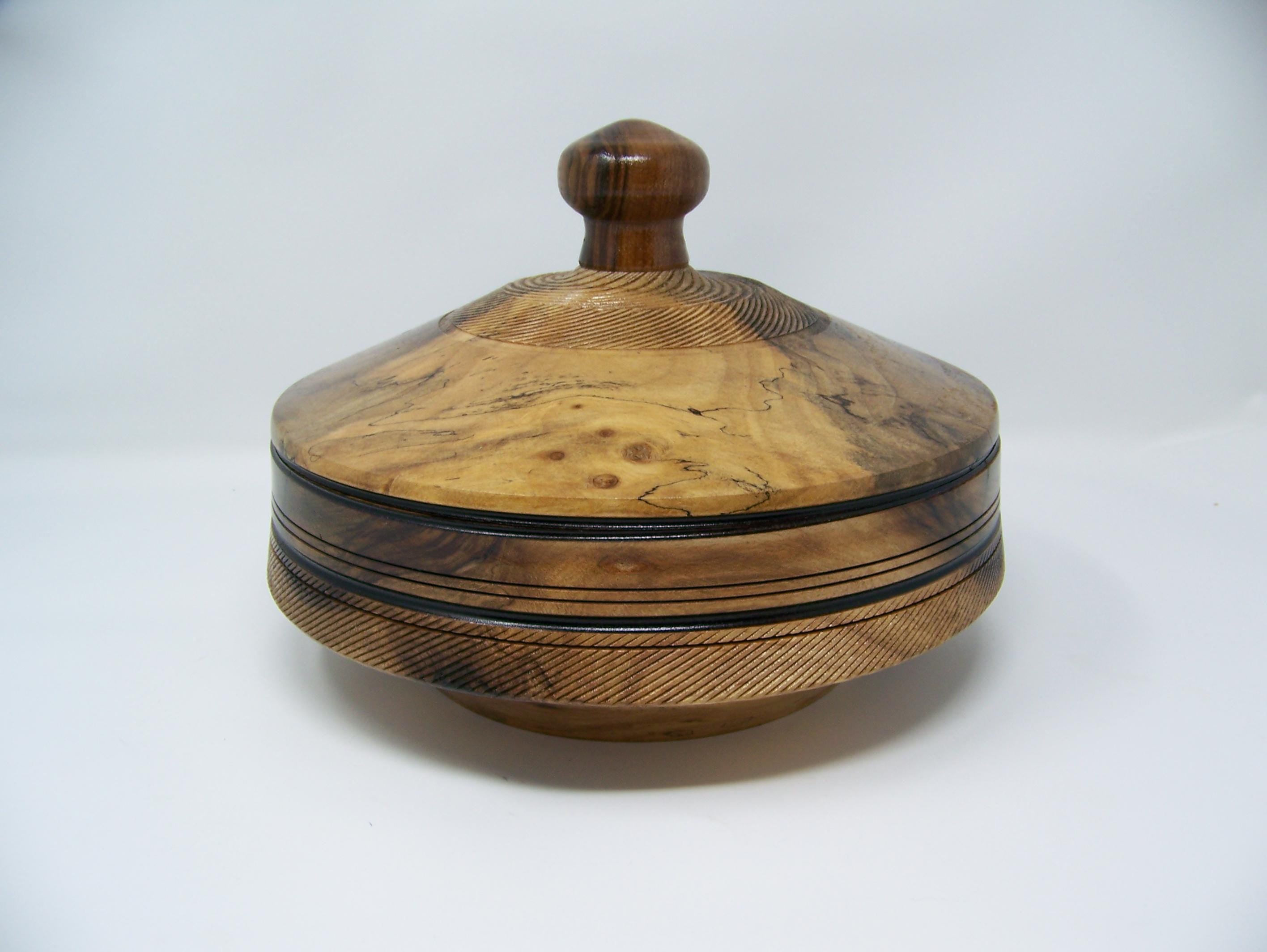 Black Walnut - Canister/Cookie Jar  - Bowl with lid - detailing - Lots of detailing.
