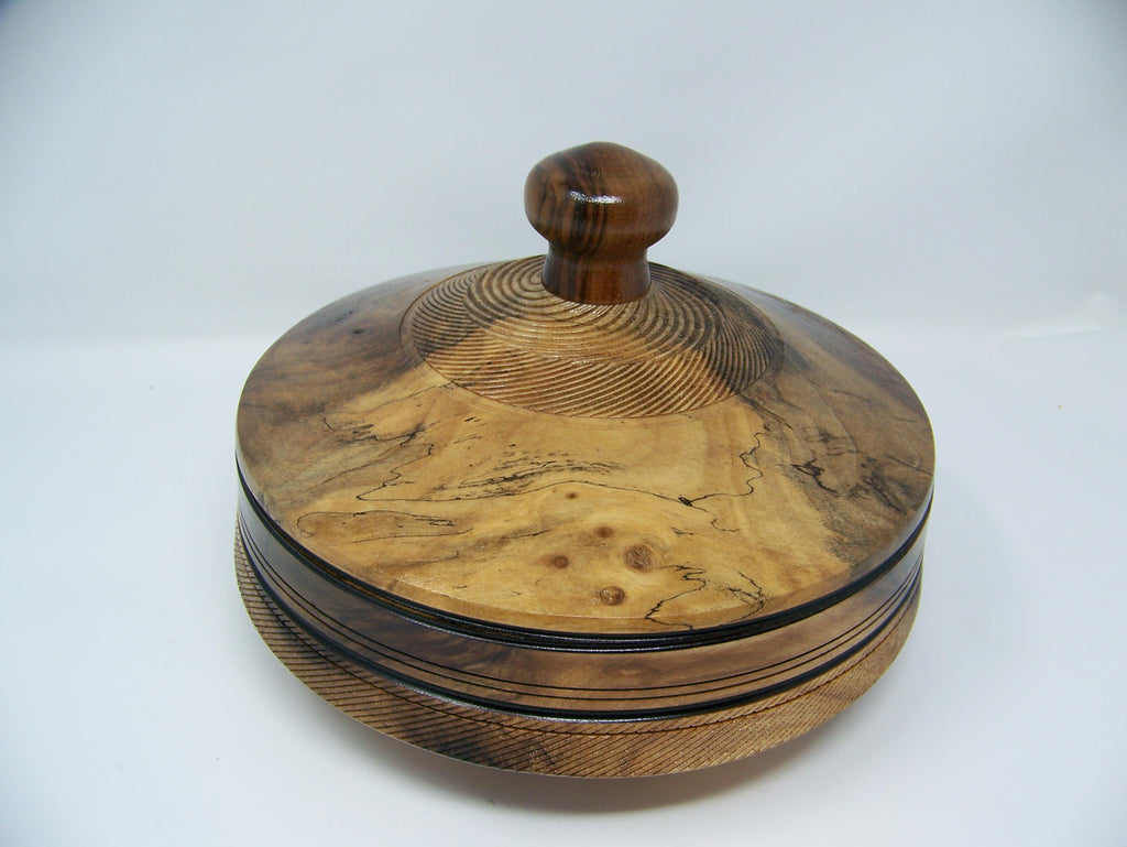 Black Walnut - Canister/Cookie Jar  - Bowl with lid - detailing - Lots of detailing.