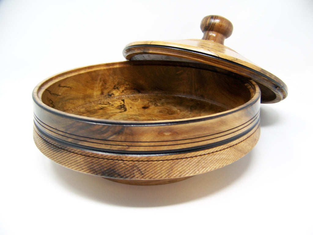 Black Walnut - Canister/Cookie Jar  - Bowl with lid - detailing - Lots of detailing.