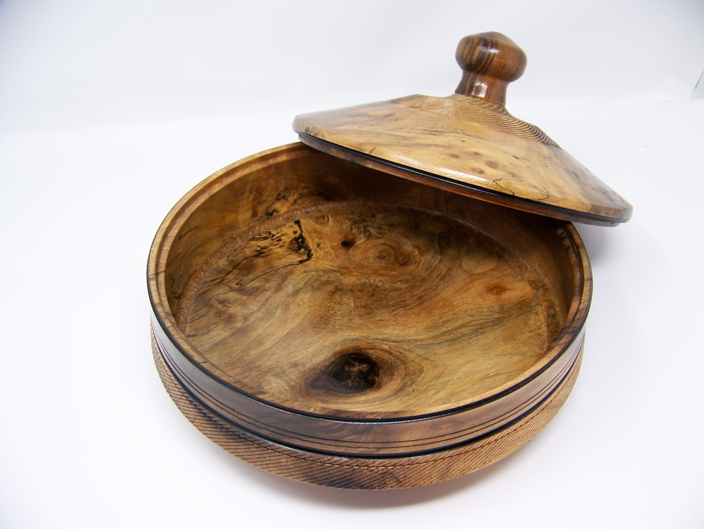 Black Walnut - Canister/Cookie Jar  - Bowl with lid - detailing - Lots of detailing.