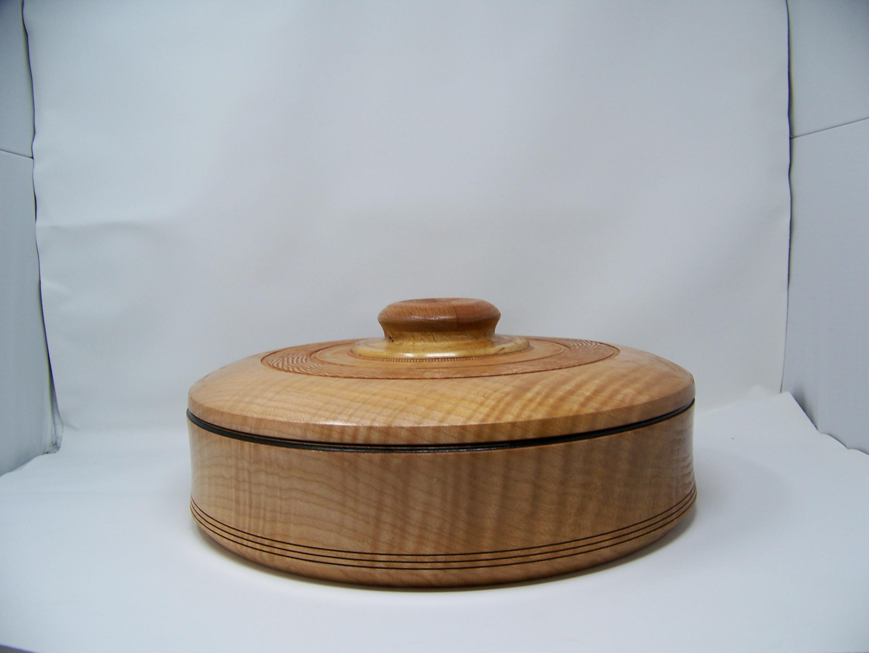 Figured Maple - covered Chip and Dip Bowl with Blue glitter epoxy inlay - detailing - large bowl