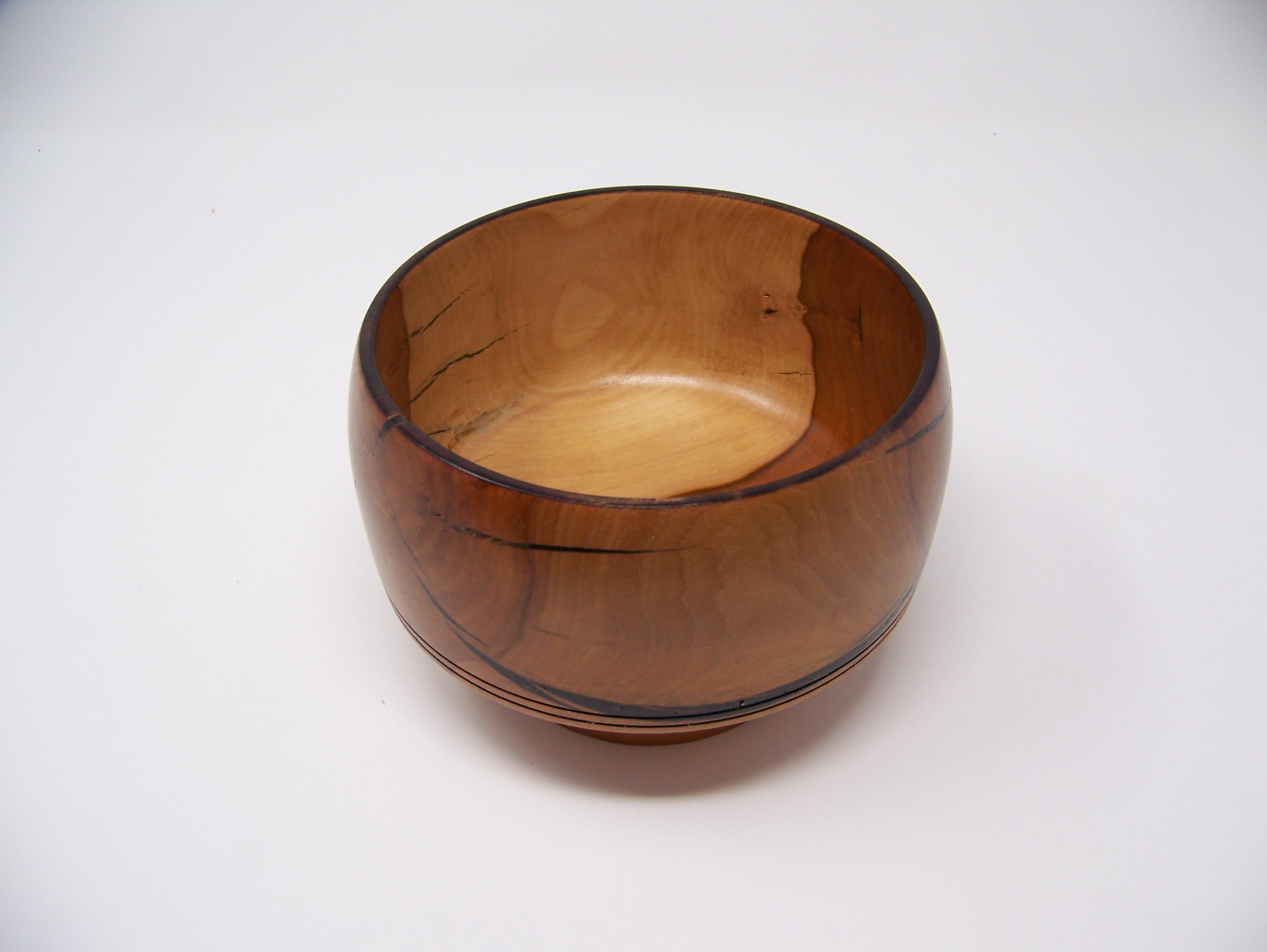 Apple Wood bowl - Lathe Turned - unique wood grain.
