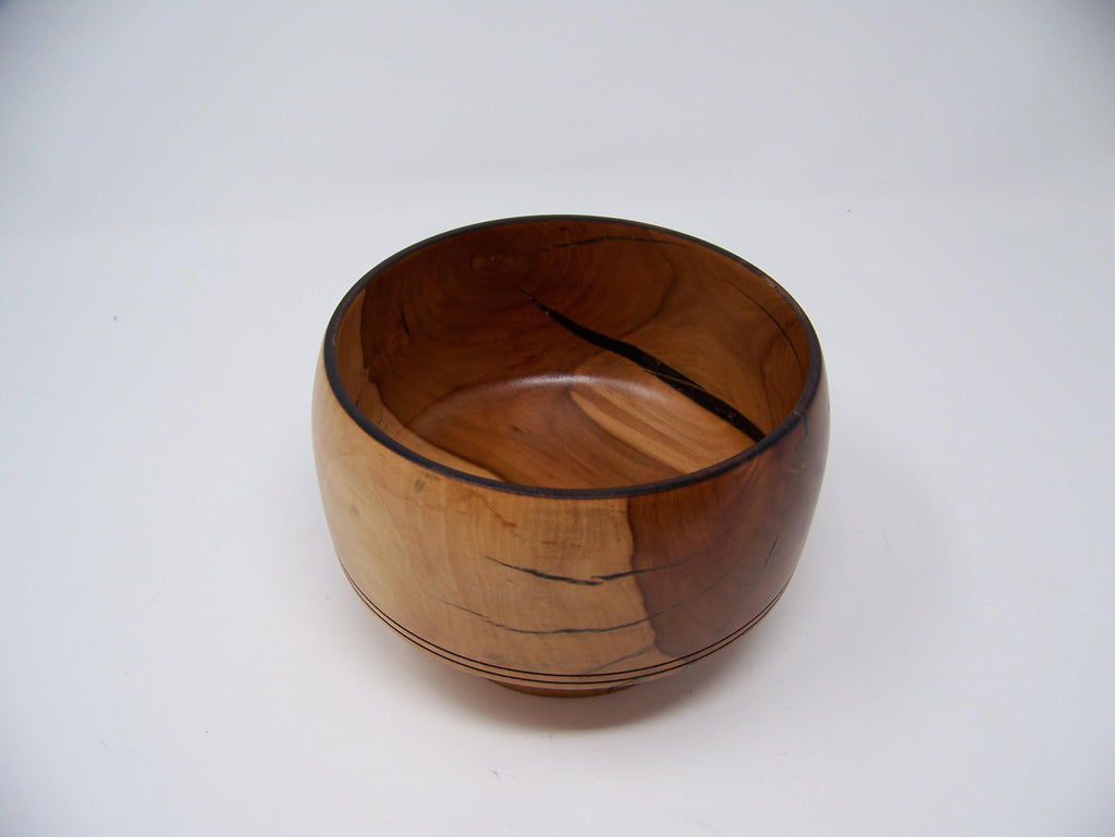 Apple Wood bowl - Lathe Turned - unique wood grain.