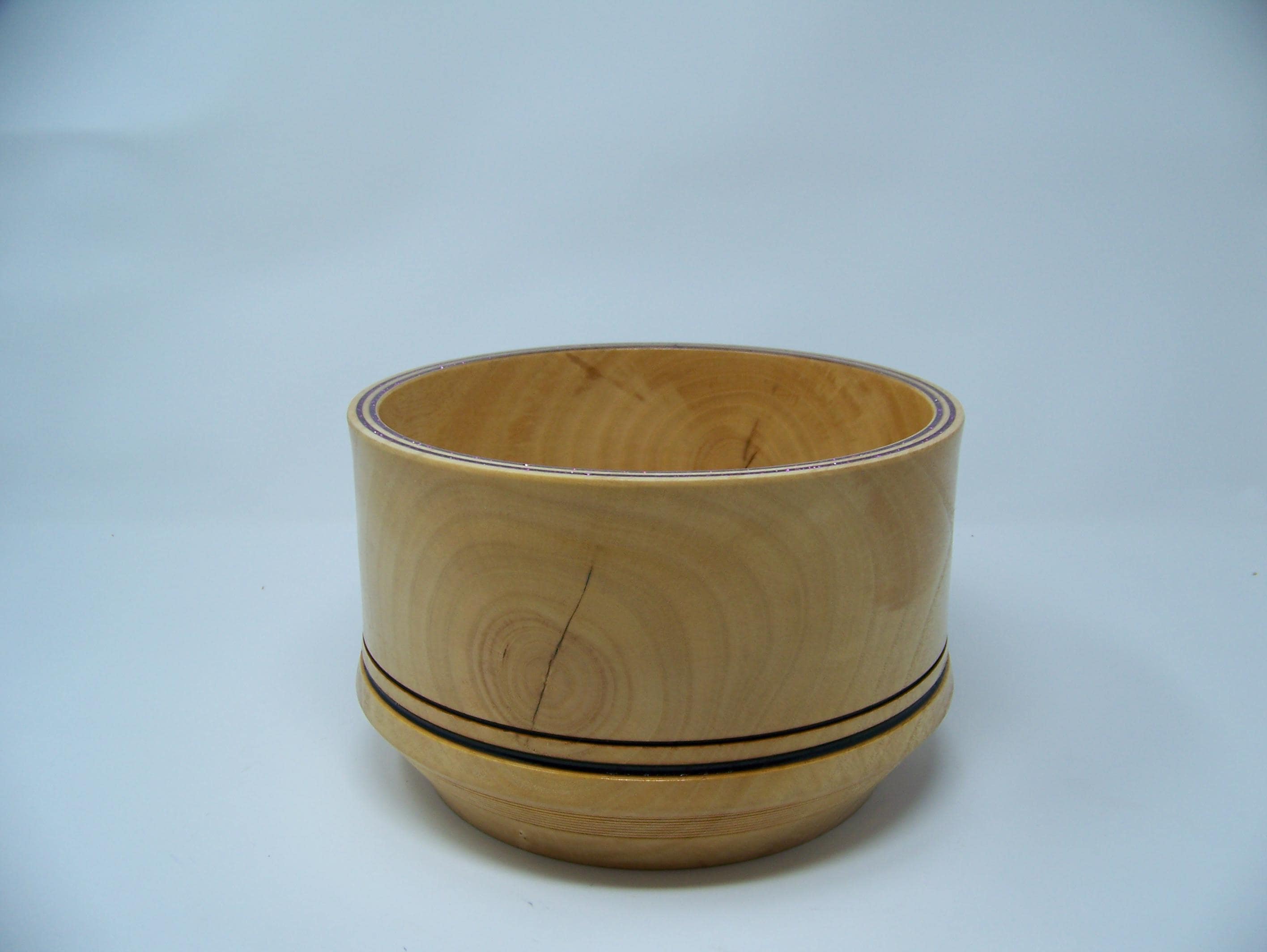 Ash Wood Bowl with detailing and Double glitter epoxy inlay.