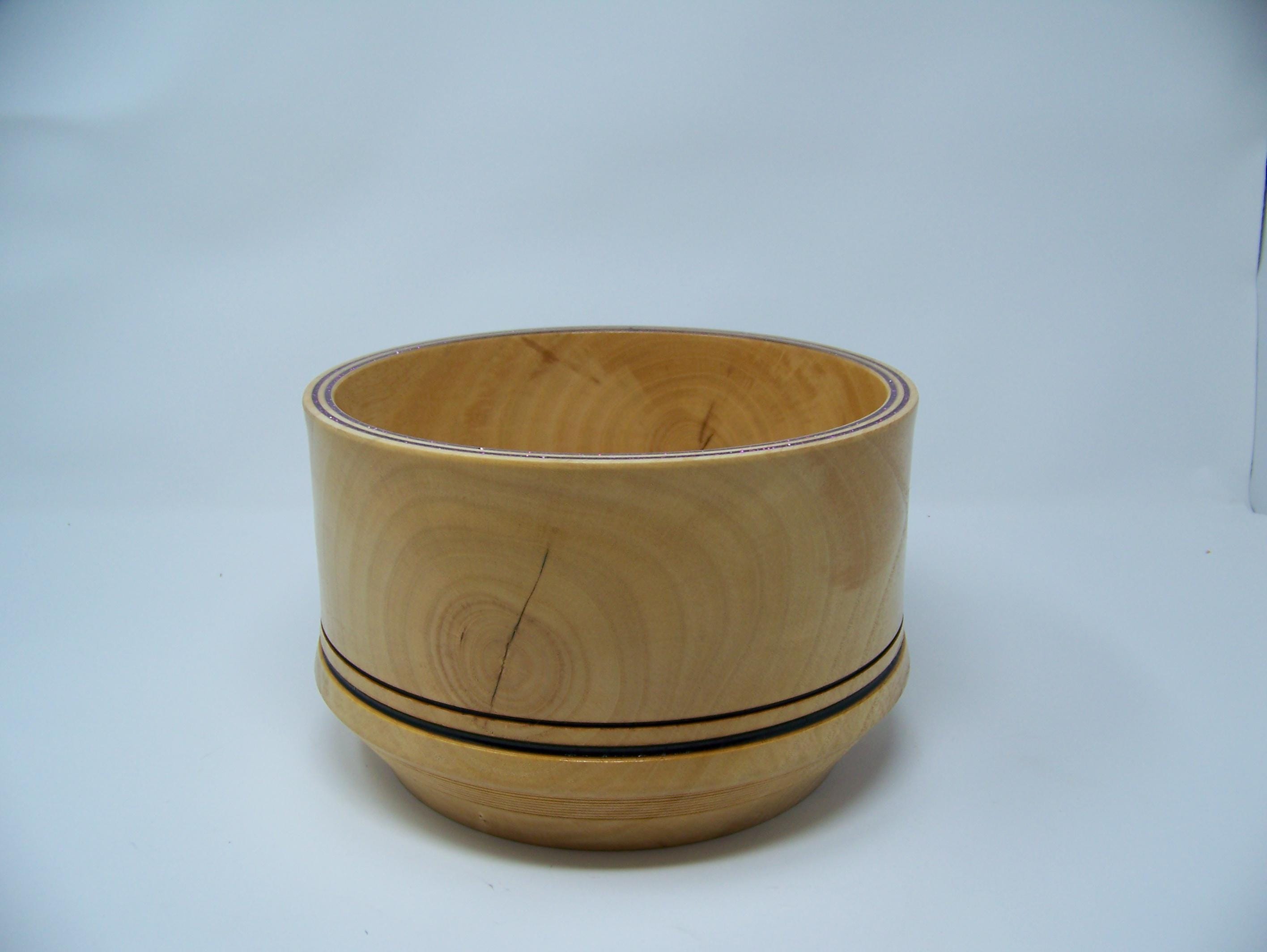 Ash Wood Bowl with detailing and Double glitter epoxy inlay.