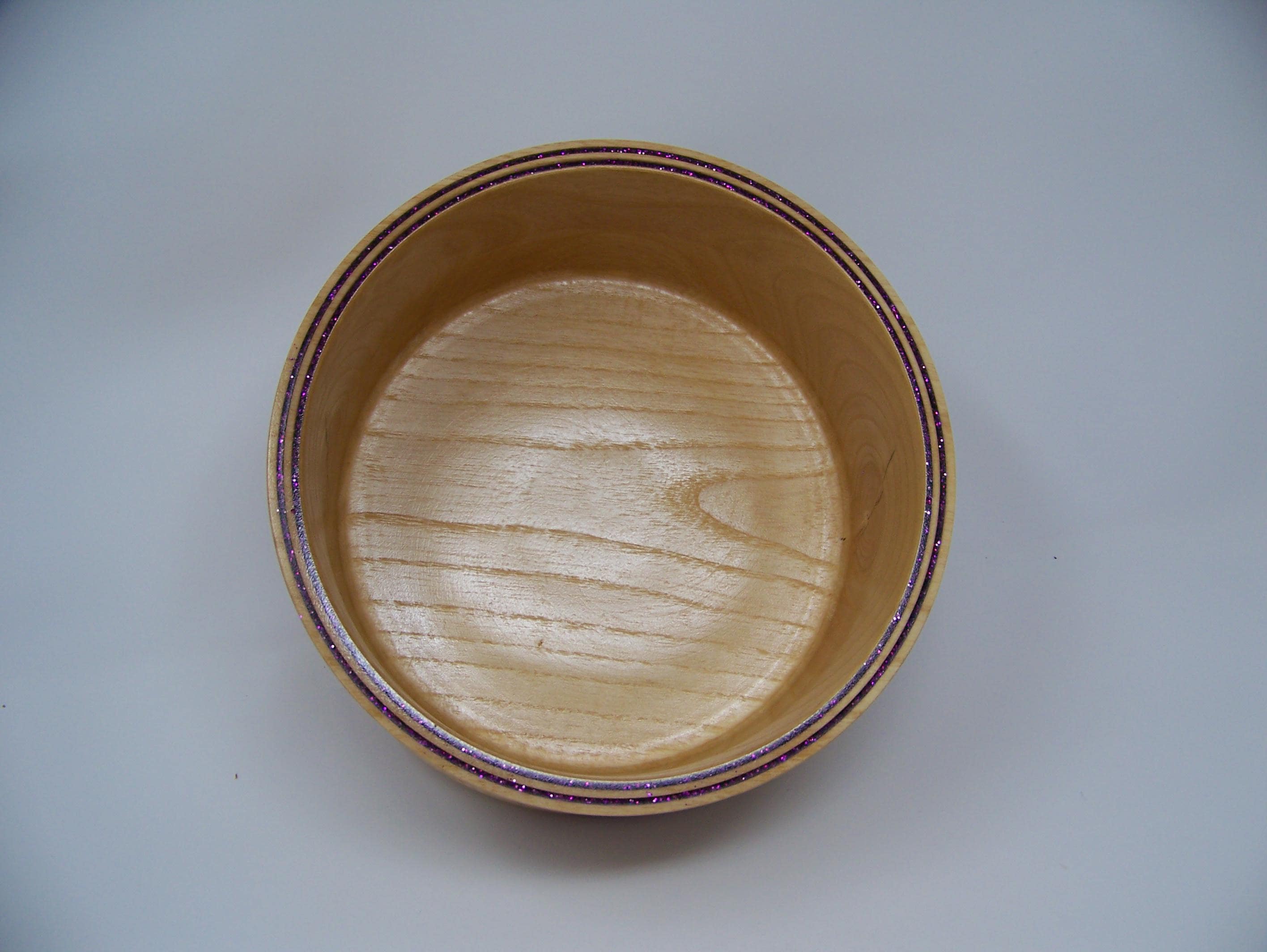 Ash Wood Bowl with detailing and Double glitter epoxy inlay.
