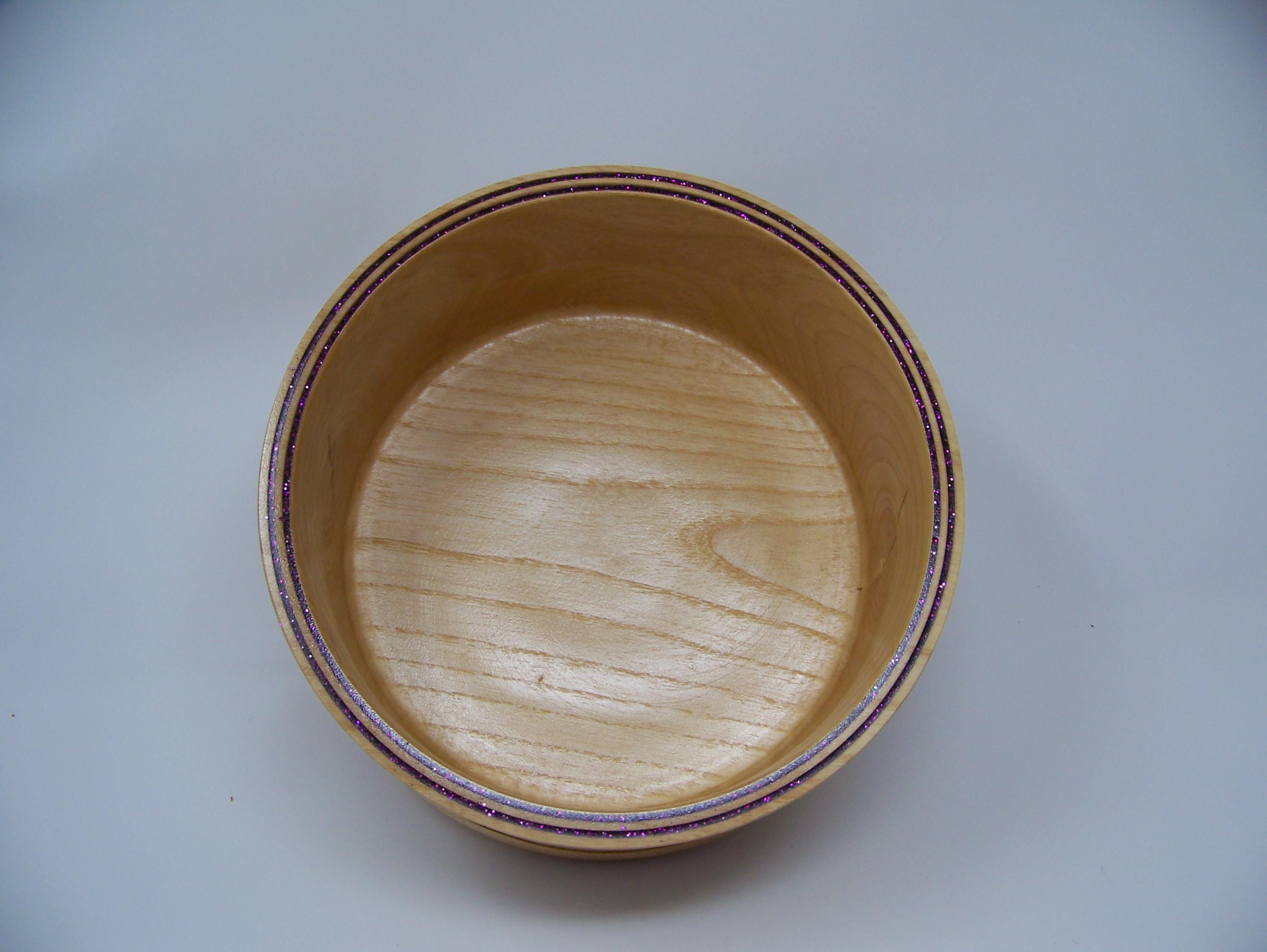 Ash Wood Bowl with detailing and Double glitter epoxy inlay.