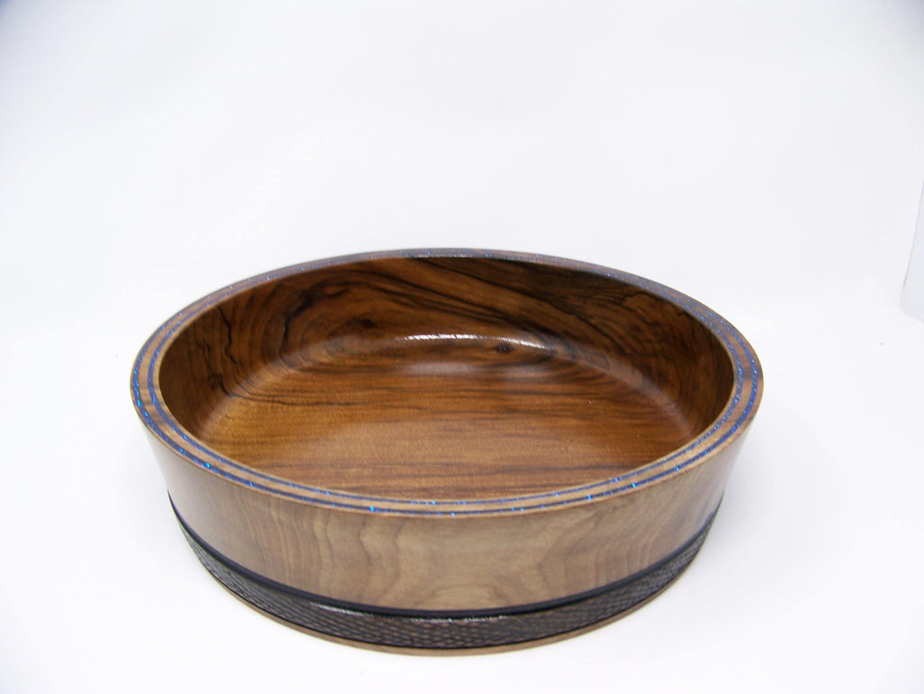 Black walnut bowl with epoxy glitter inlay