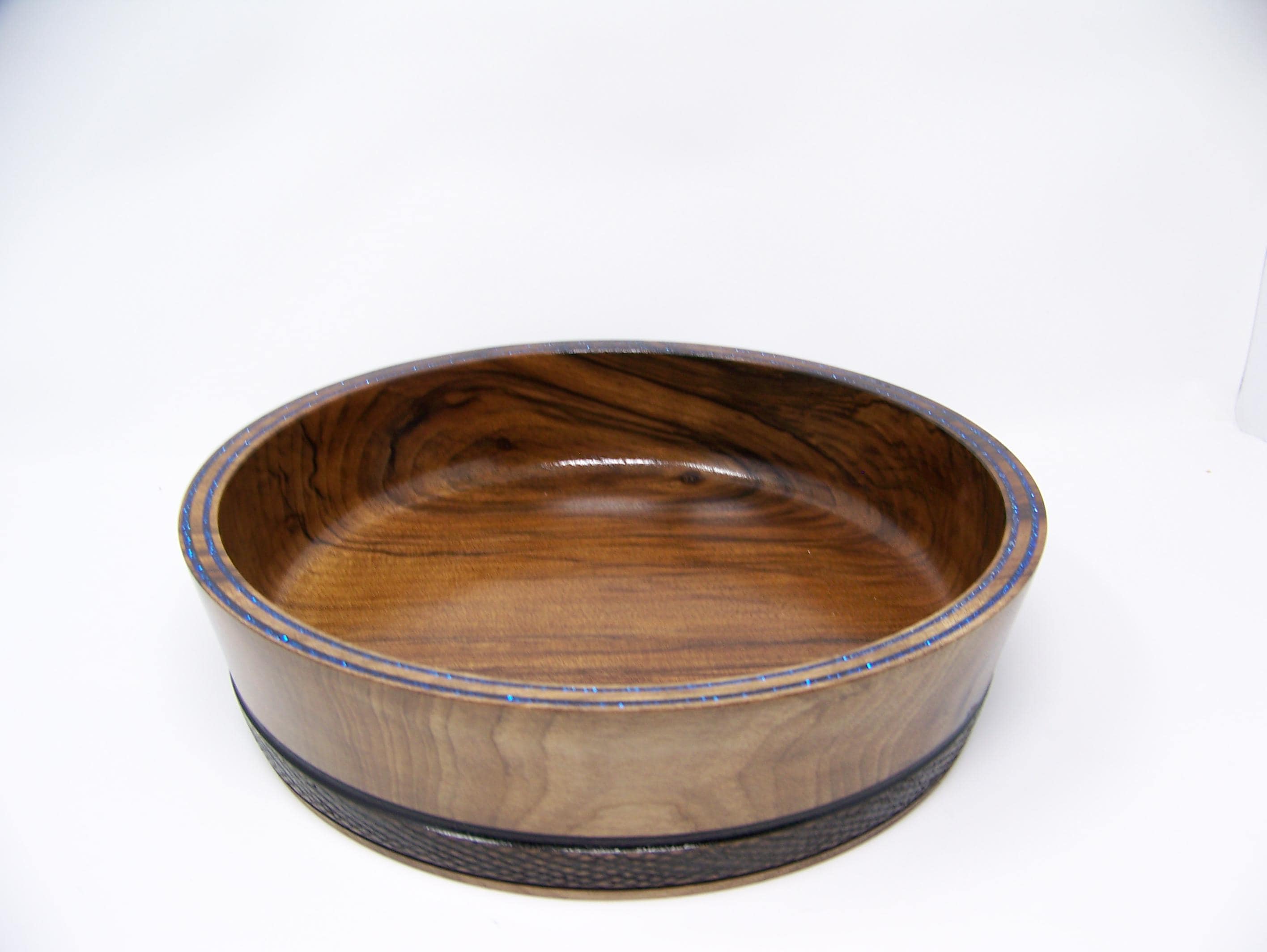 Black walnut bowl with epoxy glitter inlay