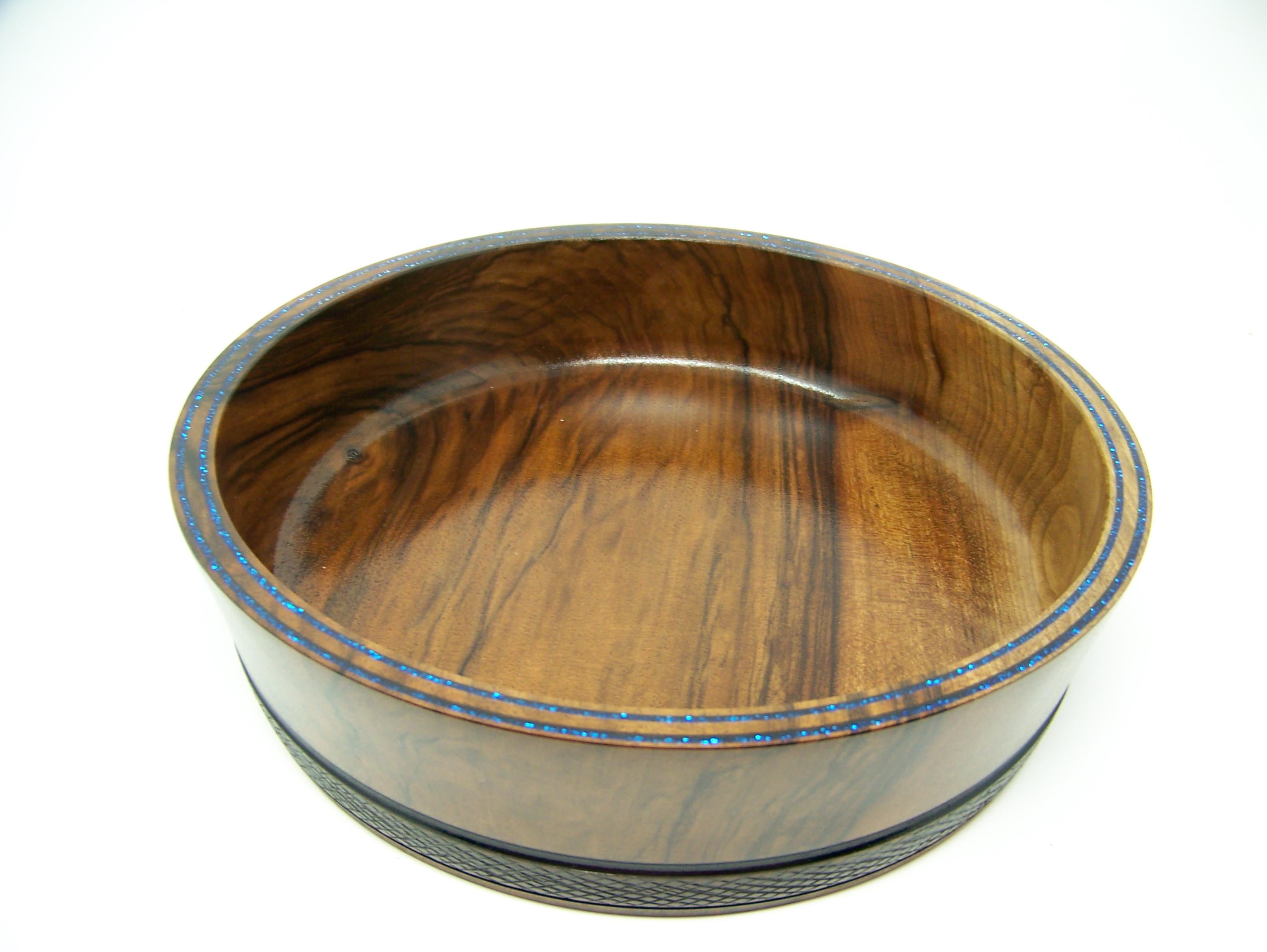 Black walnut bowl with epoxy glitter inlay