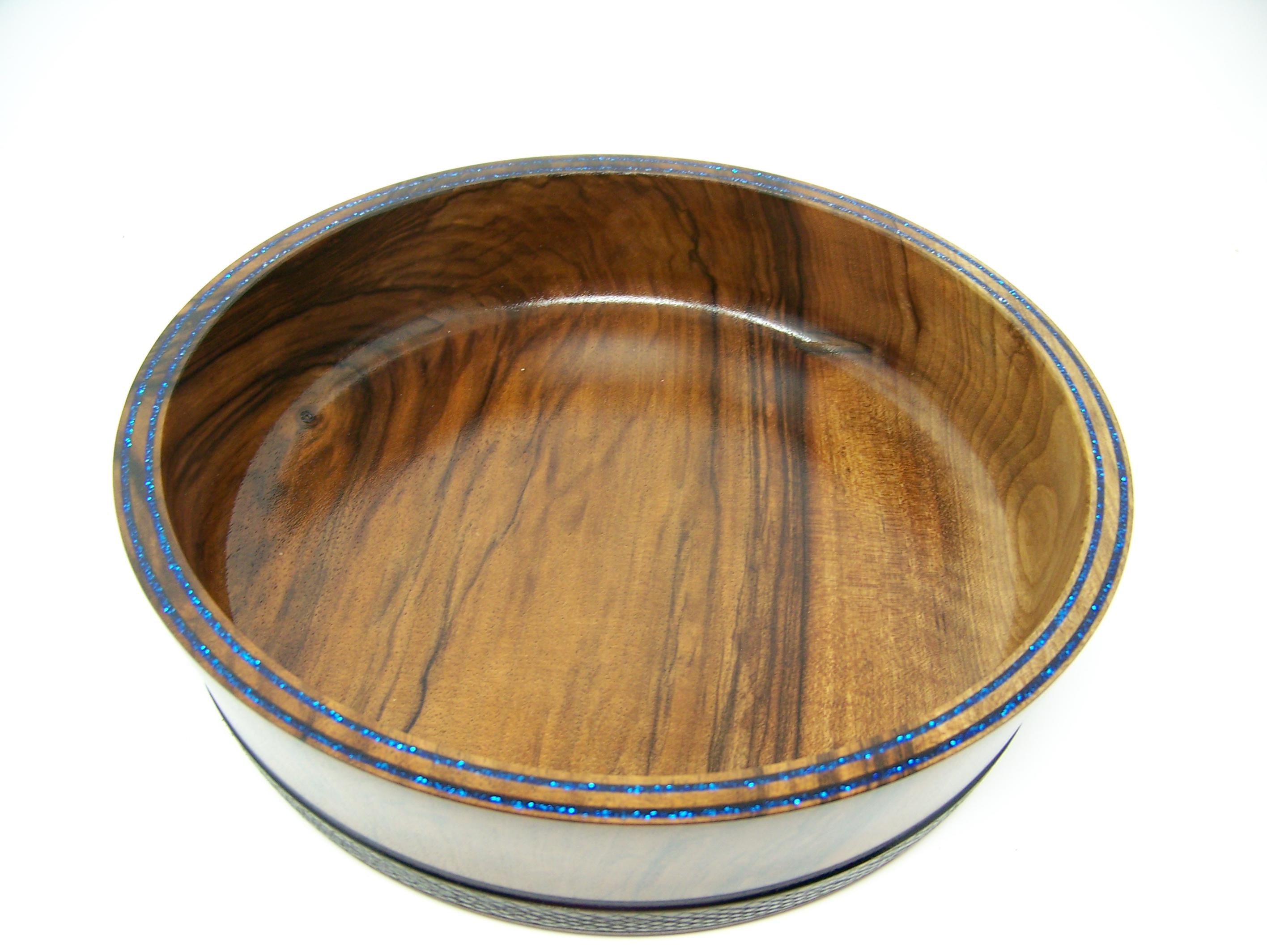 Black walnut bowl with epoxy glitter inlay