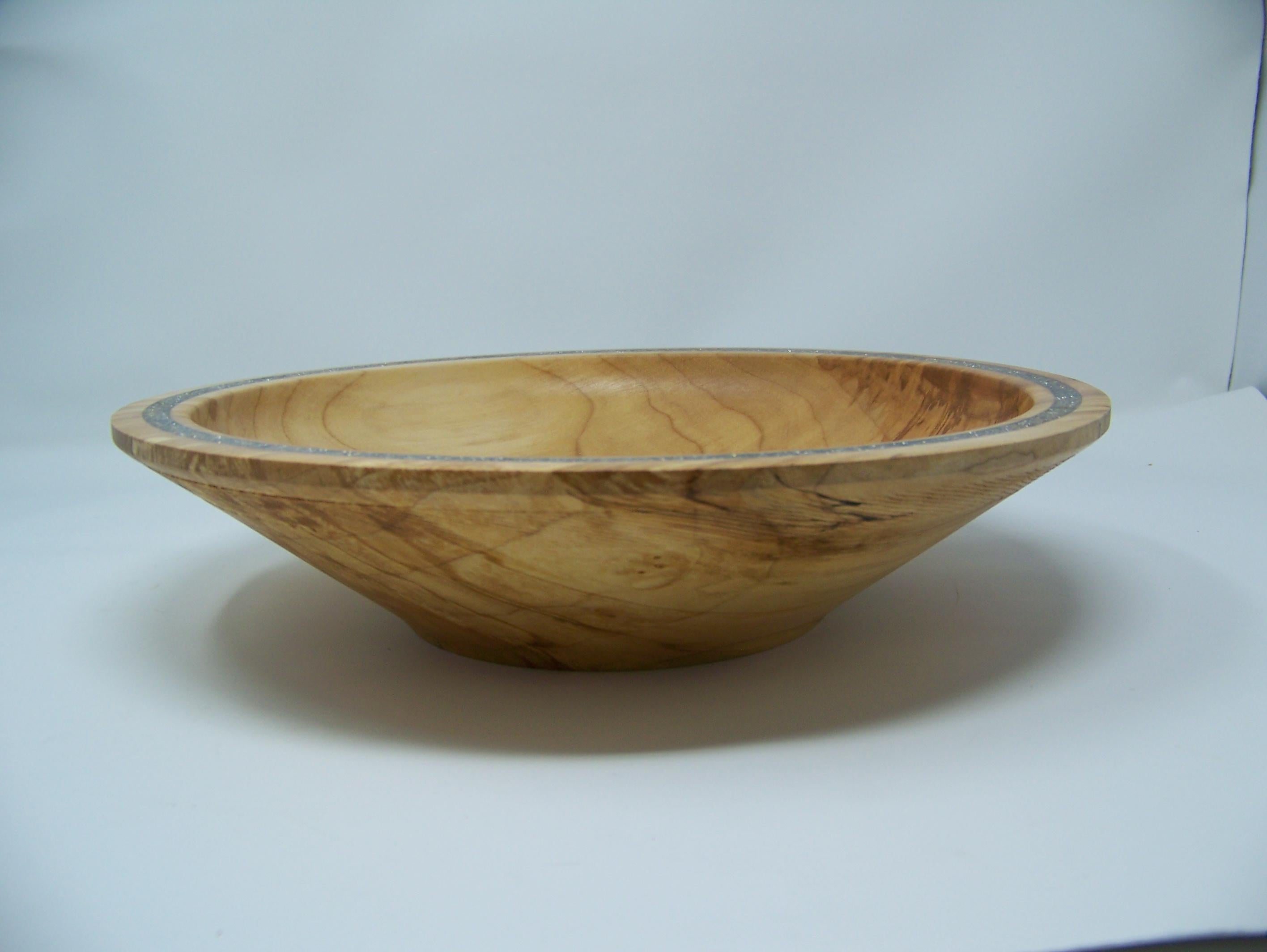 Maple - Serving Bowl - Inlayed with gold-silver /black glitter epoxy.