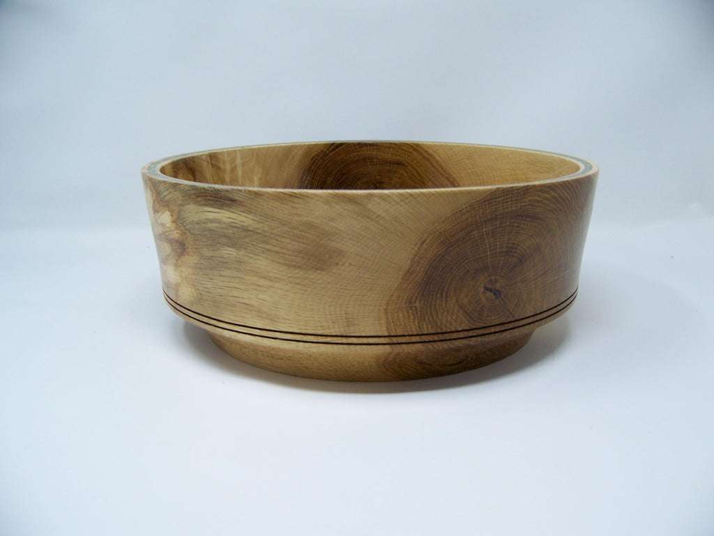 Oak Bowl - Great Salad Bowl - Inlayed with Green glitter inlay.