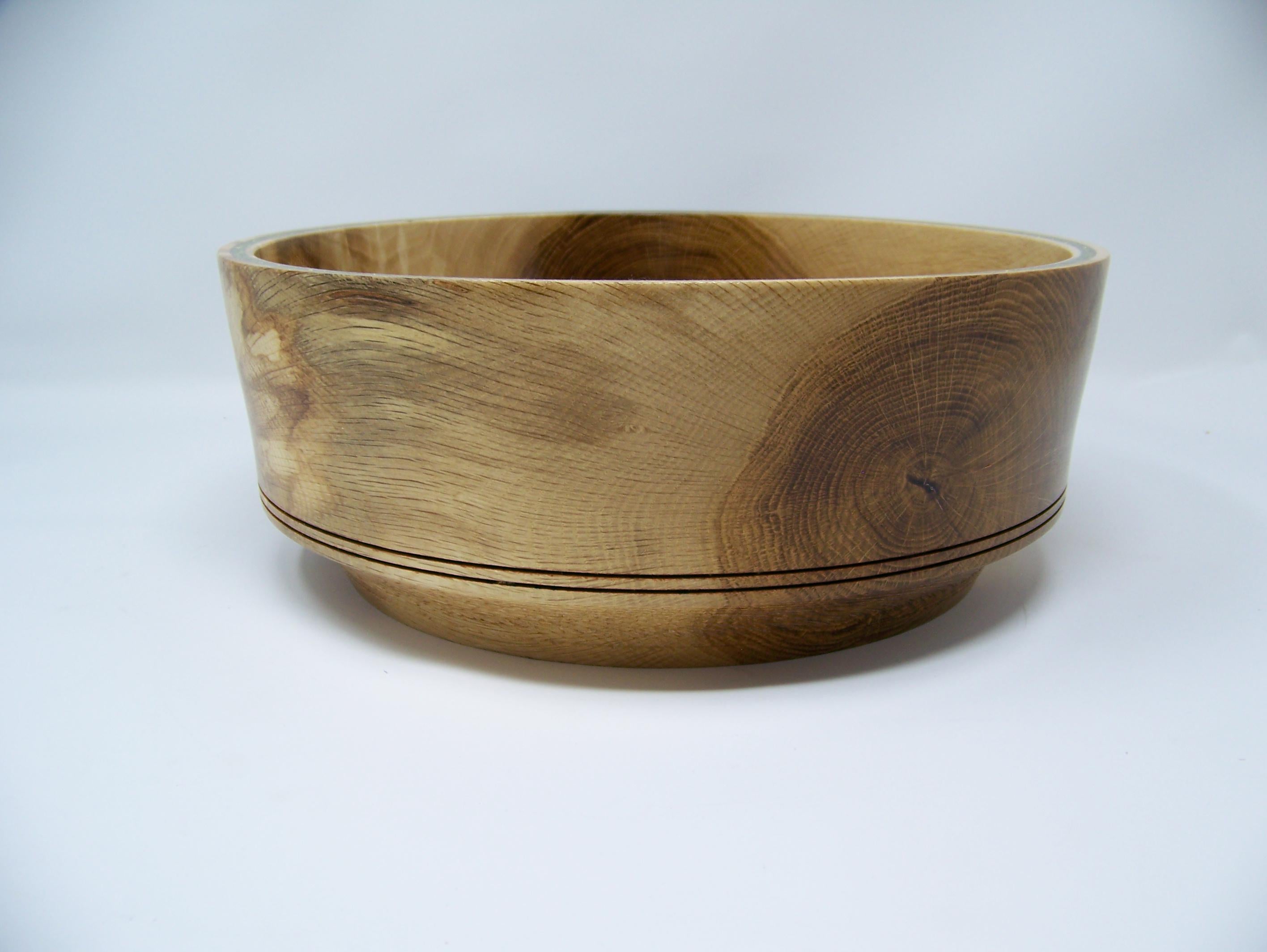 Oak Bowl - Great Salad Bowl - Inlayed with Green glitter inlay.