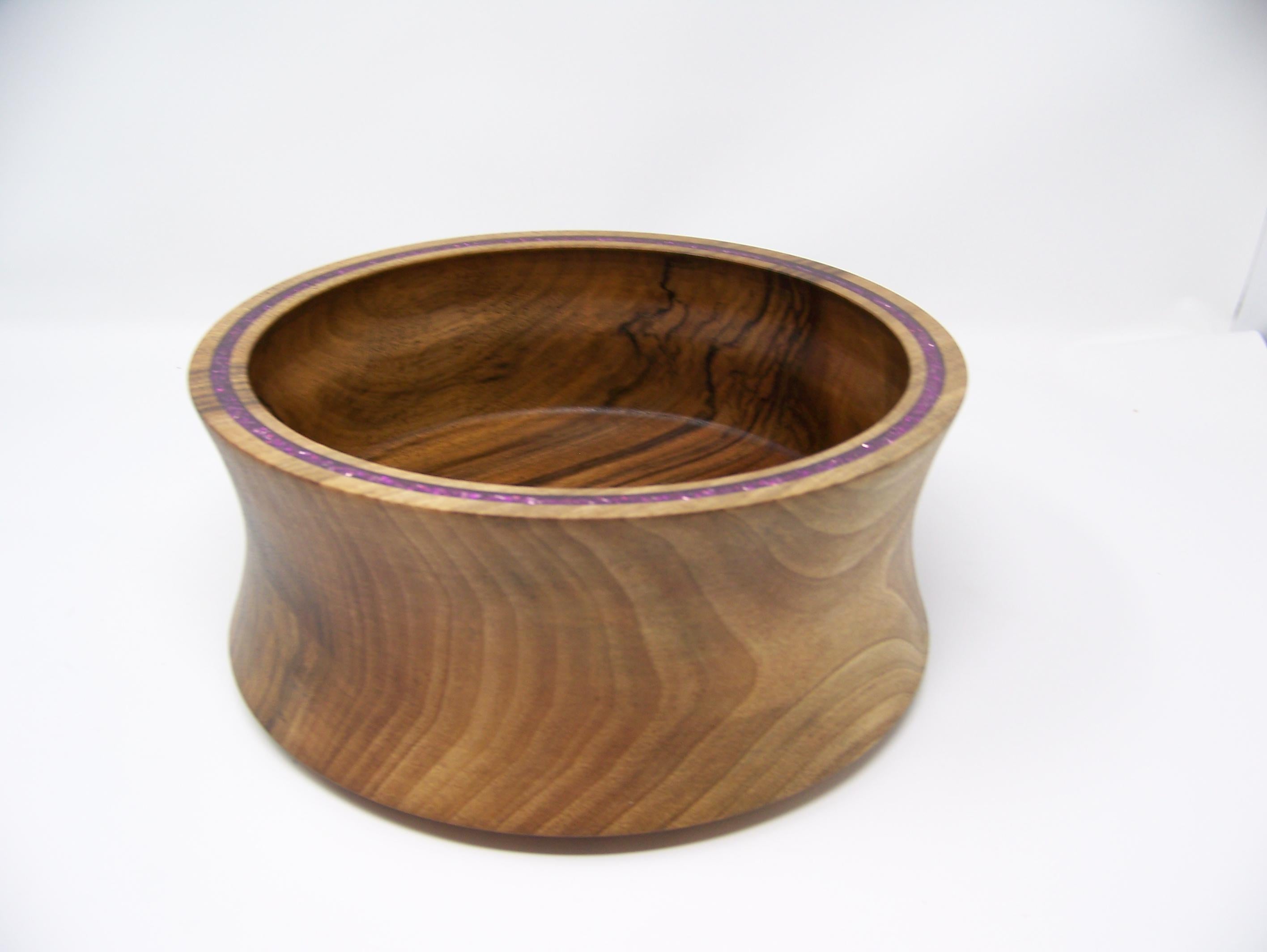 Black Walnut Decorative Bowl - Inlayed with Purple glitter epoxy.