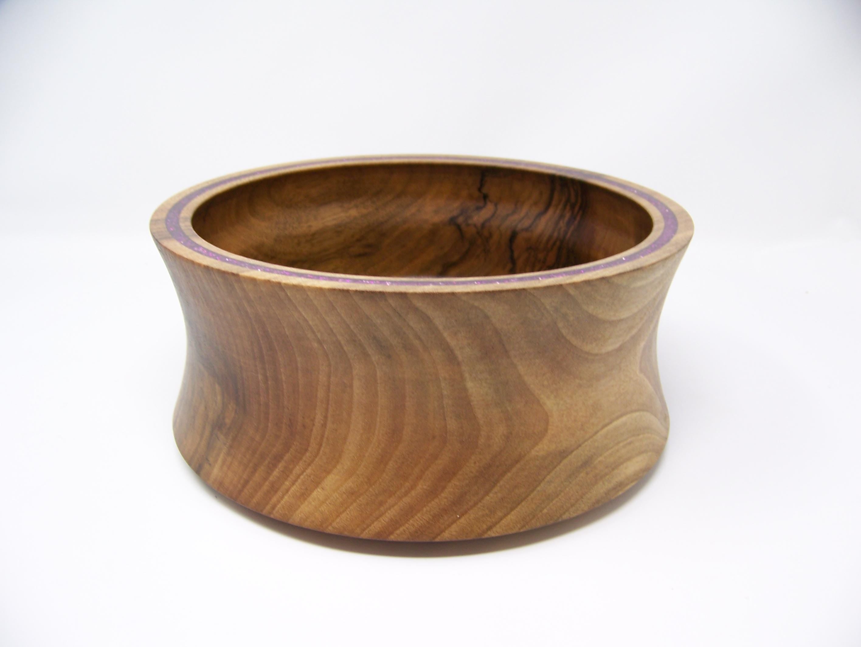 Black Walnut Decorative Bowl - Inlayed with Purple glitter epoxy.
