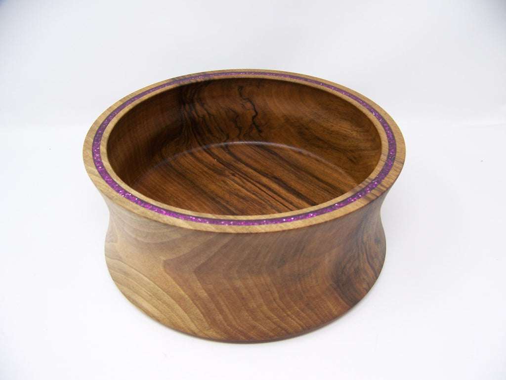 Black Walnut Decorative Bowl - Inlayed with Purple glitter epoxy.