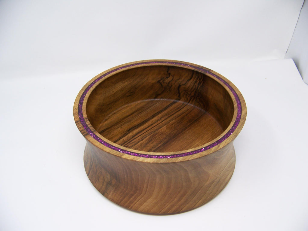 Black Walnut Decorative Bowl - Inlayed with Purple glitter epoxy.