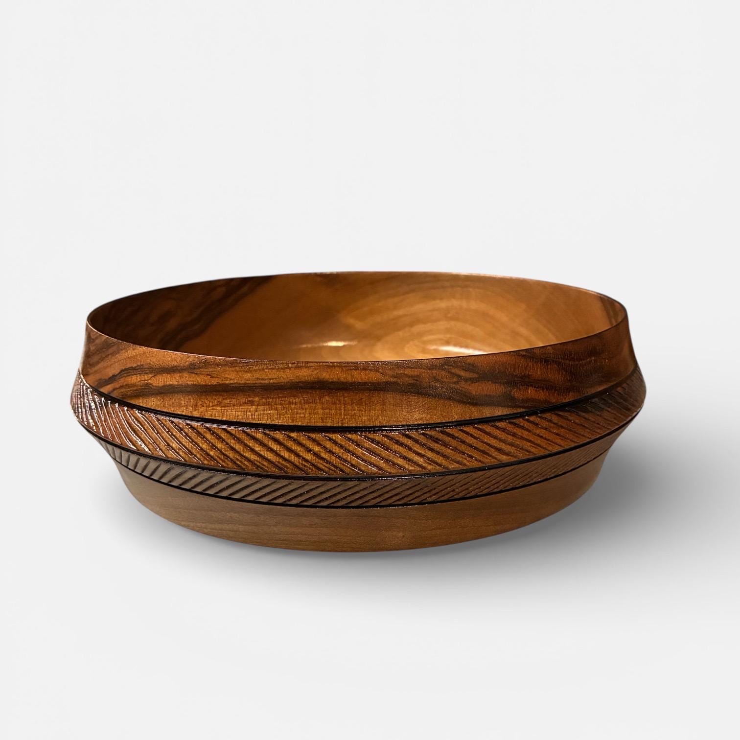 Chip and Dip Bowl - Black Walnut - Serving Bowl - Desk organizer -  Lathe Turned